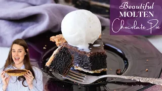 BEAUTIFUL MOLTEN CHOCOLATE PIE: An easy melts-in-your-mouth molten chocolate pie!