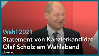 Wahl 2021: Statement von Kanzlerkandidat Olaf Scholz am Wahlabend