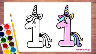 Unicorn Drawing | Numbers Drawing and Colouring | Numbers Drawing | 1234 Number