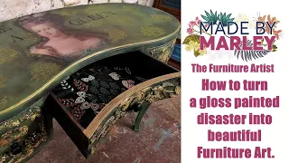 How to turn a gloss painted disaster into beautiful furniture art