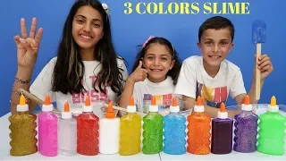 3 COLORS OF GLUE SLIME CHALLENGE family fun video