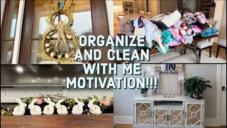 CLEAN WITH ME!!! // Purging, organizing and cleaning🧽 Decorating for Easter 🐣🐰