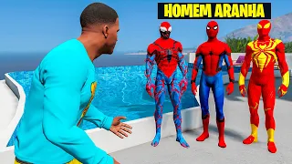 PEGUEI TODAS AS ROUPAS DO HOMEM ARANHA NO GTA 5!!!