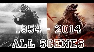 Godzilla all movies [ 1954 to 2014 ] Full scenes and transformations