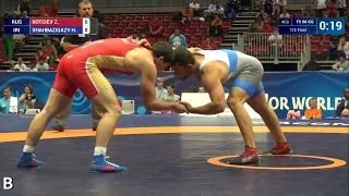 1/2 FS - 96 kg: H. SHAHBAZIGAZV (IRI) df. Z. KOTCIEV (RUS), 8-3