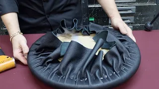 HOW TO UPHOLSTER A ROUND LEATHER BAR STOOL