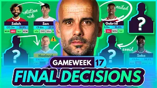 FINAL FPL DECISIONS FOR GW17! Haaland Injury Update & Plan! ⚠️ | Fantasy Premier League 2023-24