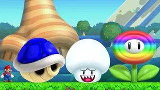 Can Mario Collect the Ultimate Ghost Mushroom, Blue Shell,Rainbow Flower in New Super Mario Bros. U?