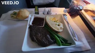 American Airlines B777 300 Flagship Business Class Dinner & Breakfast DFW to LHR Video Review