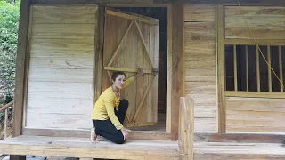 Poor girl Build LOG CABIN, Building Wooden house in the forest, Wooden main door, Off grid Farm life