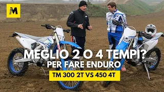 Moto a 2 o 4 TEMPI per fare ENDURO? PROVA TM 300 2T e 450 4T in pista e nel bosco. Quante SORPRESE!