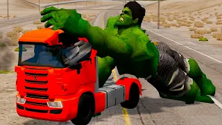 Cars vs Funny Hulk – BeamNG.Drive