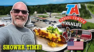 Eating & Showering at a TA Travel Truck Stop in Pennsylvania