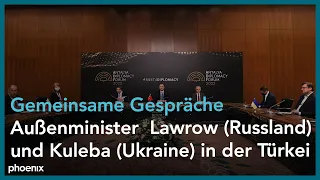 Pressekonferenz: Treffen der Außenminister Lawrow (Russland) und Kuleba (Ukraine) in der Türkei