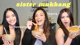 Answering Your Sister Questions *Spicy Noodle MUKBANG* Ft. The Montoyatwinz