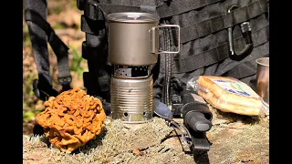 Pyrolysis mini stove on dry fuel for ultralight backpacking