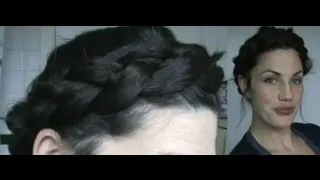HOTD # 5 Halo braid plait tutorial crown braid  (how to updo valentine hairstyle) - Vintagious