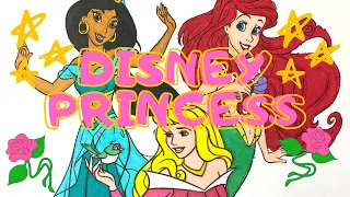 Disney Princess Coloring Video - Princess Jasmine, Ariel and Aurora