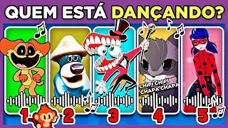 🕺 QUEM ESTÁ DANÇANDO #4 | Banguela | Caine | Dogday | Freddy | Ladybug | Pikachu #quiz #macaquiz