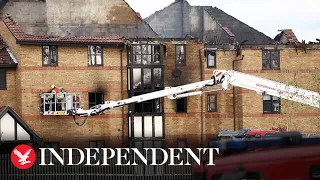 'Major gas explosion' as huge fire tears through block of flats in Bedford