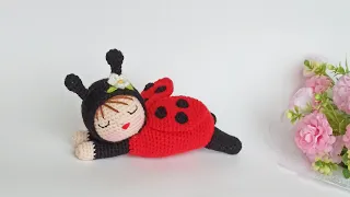 🐞 EVERYONE is delighted with BEAUTY 🐞 Crochet doll in ladybug pajamas.