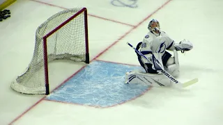 Vasilevskiy and Pasquale during pre-game warm-up at the Lightning @ Senators hockey game