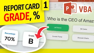 Make PowerPoint Quiz Game - Grade & Percentage, Report Card - Trigger Animations | PPT VBA Tutorial