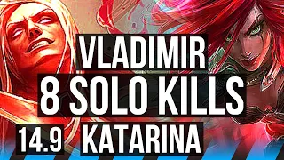 VLADIMIR vs KATARINA (MID) | 8 solo kills, 54k DMG, 700+ games, Dominating | BR Master | 14.9