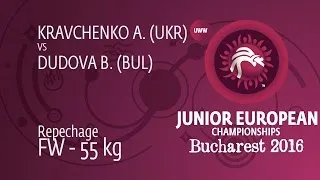 Repechage FW - 55 kg: B. DUDOVA (BUL) df. A. KRAVCHENKO (UKR) by TF, 10-0