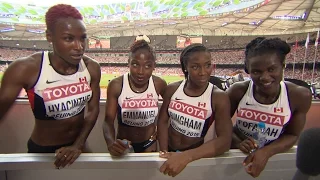 WCH 2015 Beijing - Team Canada 4x100m Relay Women Heat 1