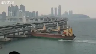 Drunk Captain crashes Russian cargo ship into Korean bridge