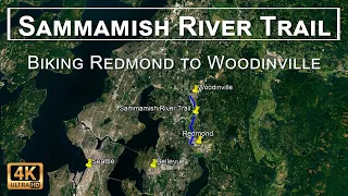 Sammamish River Trail - Biking Redmond to Woodinville, Washington in 4K UHD with Drone Aerials