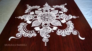 Super easy and simple circle rangoli designs with dots for beginners