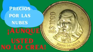 1000 pesos 1988 México Juana de Asbaje, moneda de coleccion