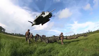 Marines Attach M777 Howitzer to CH 53E Super Stallion