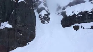 Two climbers falling after being swept by avalanche,