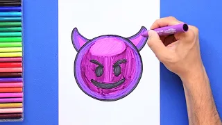 How to draw Smiling Devil Emoji