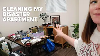 cleaning my disaster apartment | getting cozy for fall