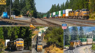 [4K] Union Pacific and Amtrak Trains on Donner Pass
