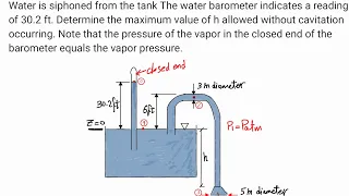 Bernoulli equation application solving problem 4 (siphoned tube and cavitation) بالعربى