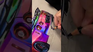 Nissan GT-R R35 chameleon 💜realities car drawing || #shorts #youtubeshorts #trending