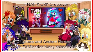 Aftons and Ancient Heroes reacts to ZAMination funny animated shorts! || Original ||