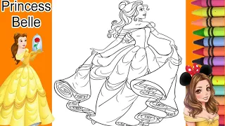 How To Colour Disney Princess Belle Step by step For kids/coloring page/coloring book/kids drawing