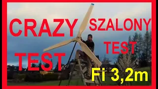 WIATRAK - Szalony test ze śmigłem na wkrętarce - śmigło fi 3,22 m