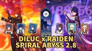 Diluc Vape feat Raiden Hypercarry | New Spiral Abyss 2.8 | 9 Stars Clear - Genshin Impact