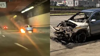 Car catches fire in Mass Pike connector tunnel in Boston