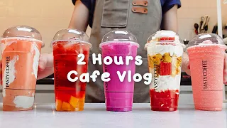 🍑지치고 힘들 땐 음료 ASMR로 힐링해요/주중의 여유로움/2시간 모음🍒2 Hours Vlog/Cafe Vlog/ASMR/Tasty Coffee#525
