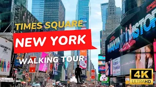 Times Square, New York at night 🗽🚖: Walking Tour in [4K] - (2023)