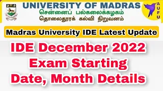 Madras University IDE December 2022 Examination Tentative Date And Month👍