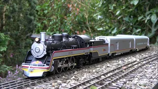 The Santa Fe Valley Flyer - An 0 gauge model of a steam train by Weaver running in the Garden